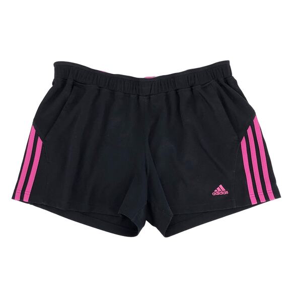 🔴 ADIDAS black shorts pink fuschia three stripe side - Picture 2 of 6